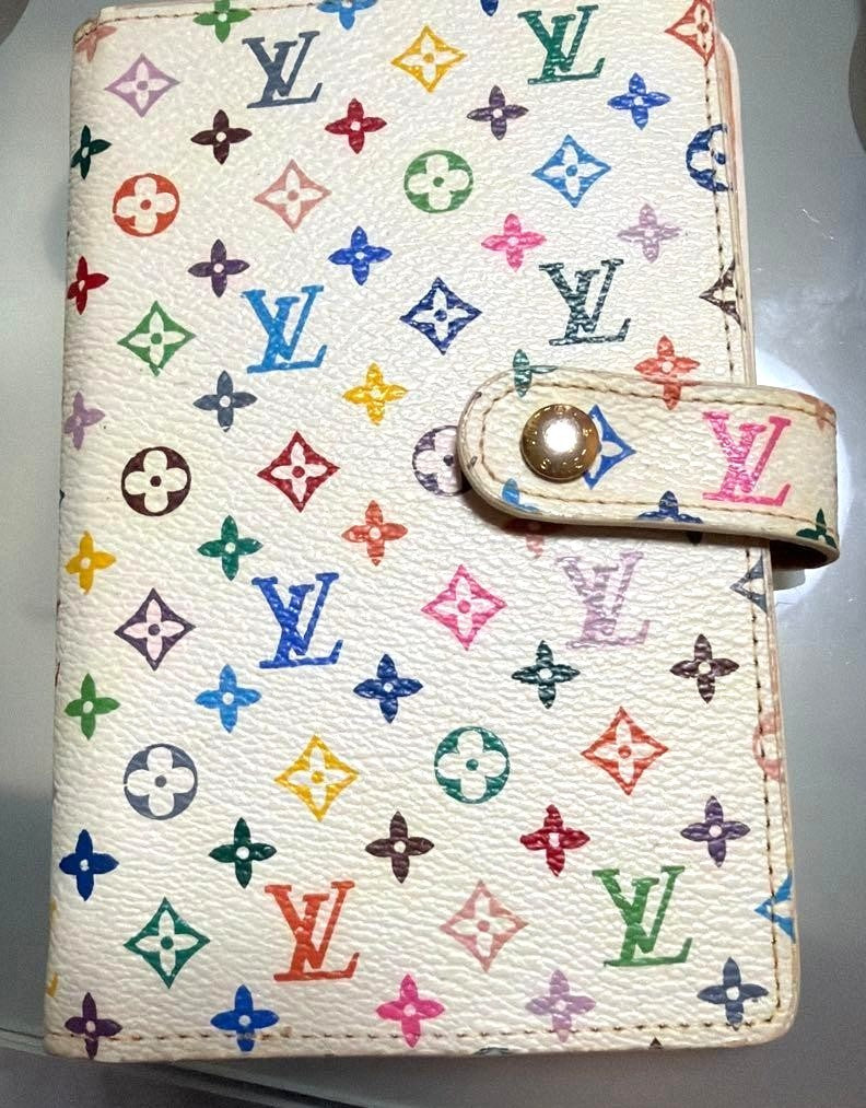 Louis Vuitton Monogram Multicolor Agenda Cover PM Notebook White Leather France