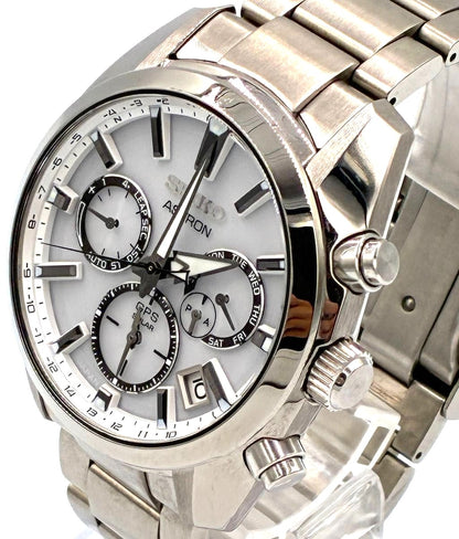 SEIKO Astron SBXC047 5X53 GPS Solar Watch Silver Stainless Steel 41mm Japan Used