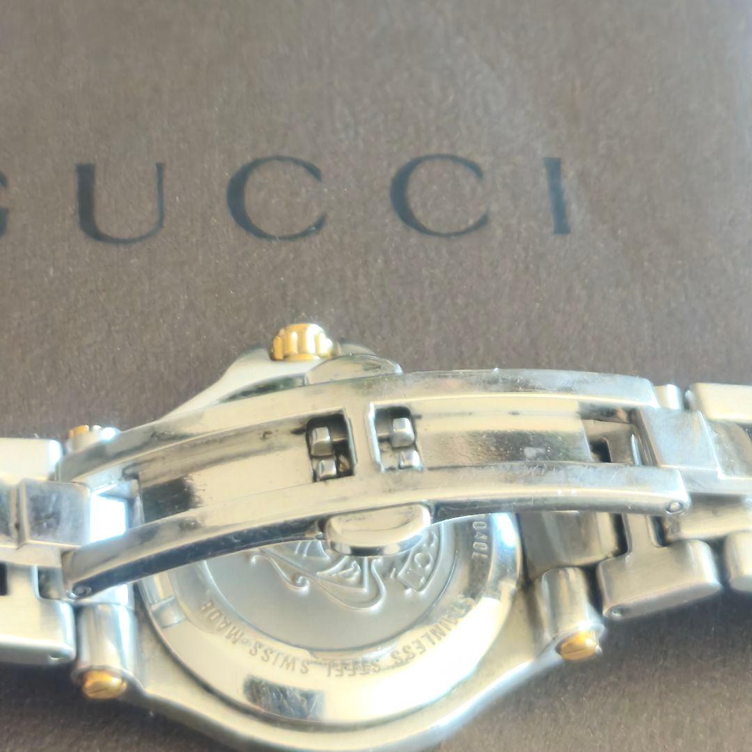 Gucci 9040L Gold Silver Tone Glitter Dial Date Quarts Watch Women With Box