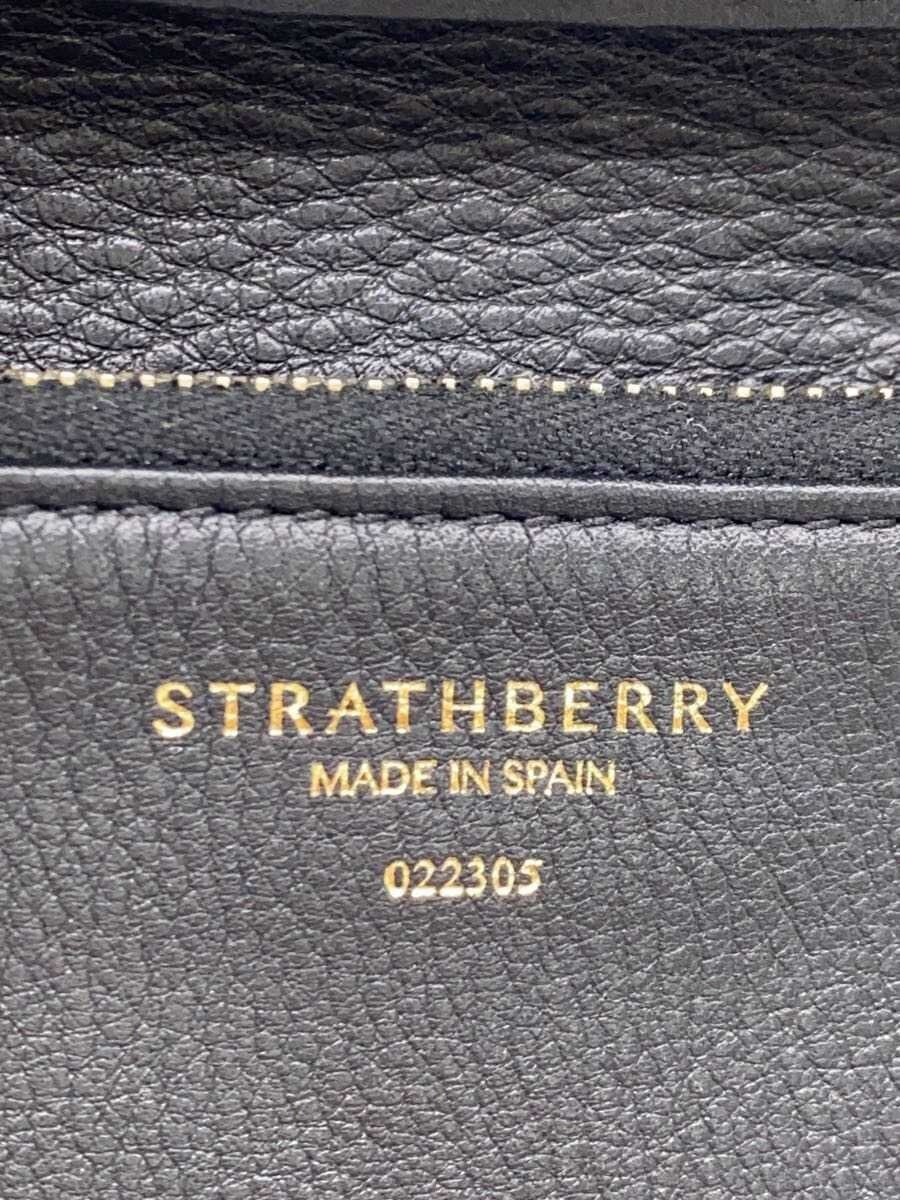 Strathberry Crescent Bifold Wallet Black Croc Embossed Leather Gold Hardware Sna