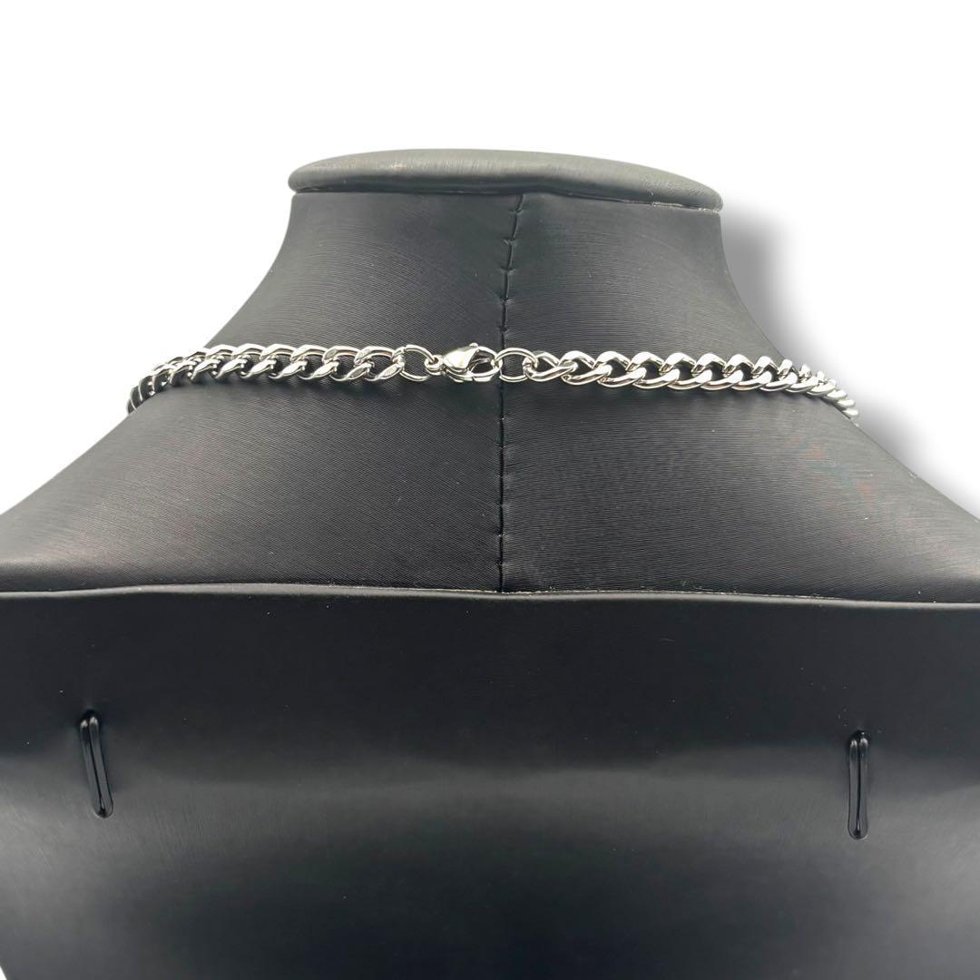 Prada Silver Plated Padlock Cadena Necklace Top Charm 2 Keys Curb Chain 50cm