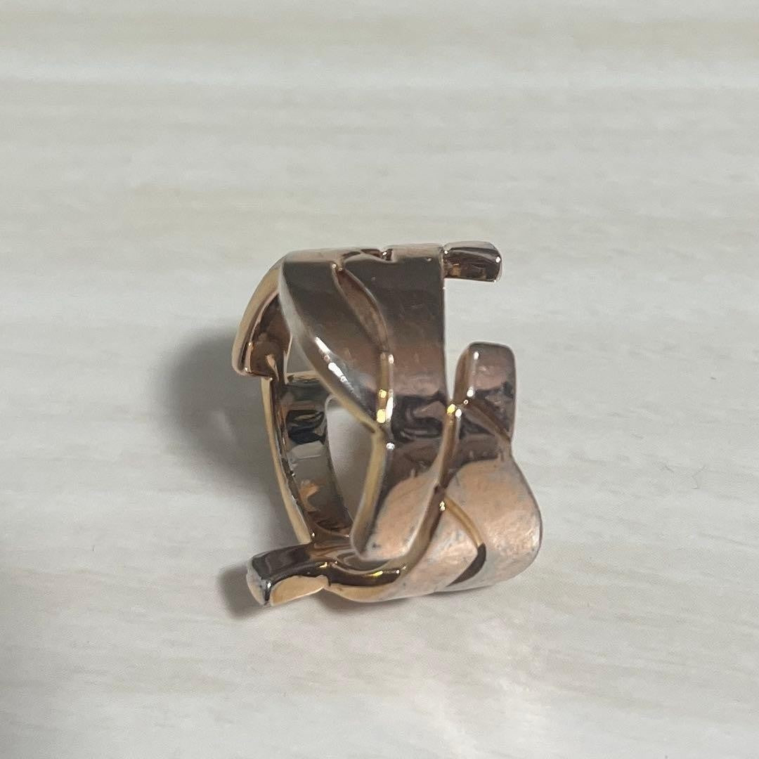 Saint Laurent Pink Gold Tone Metal Cassandra Ring Size 8 EU 57
