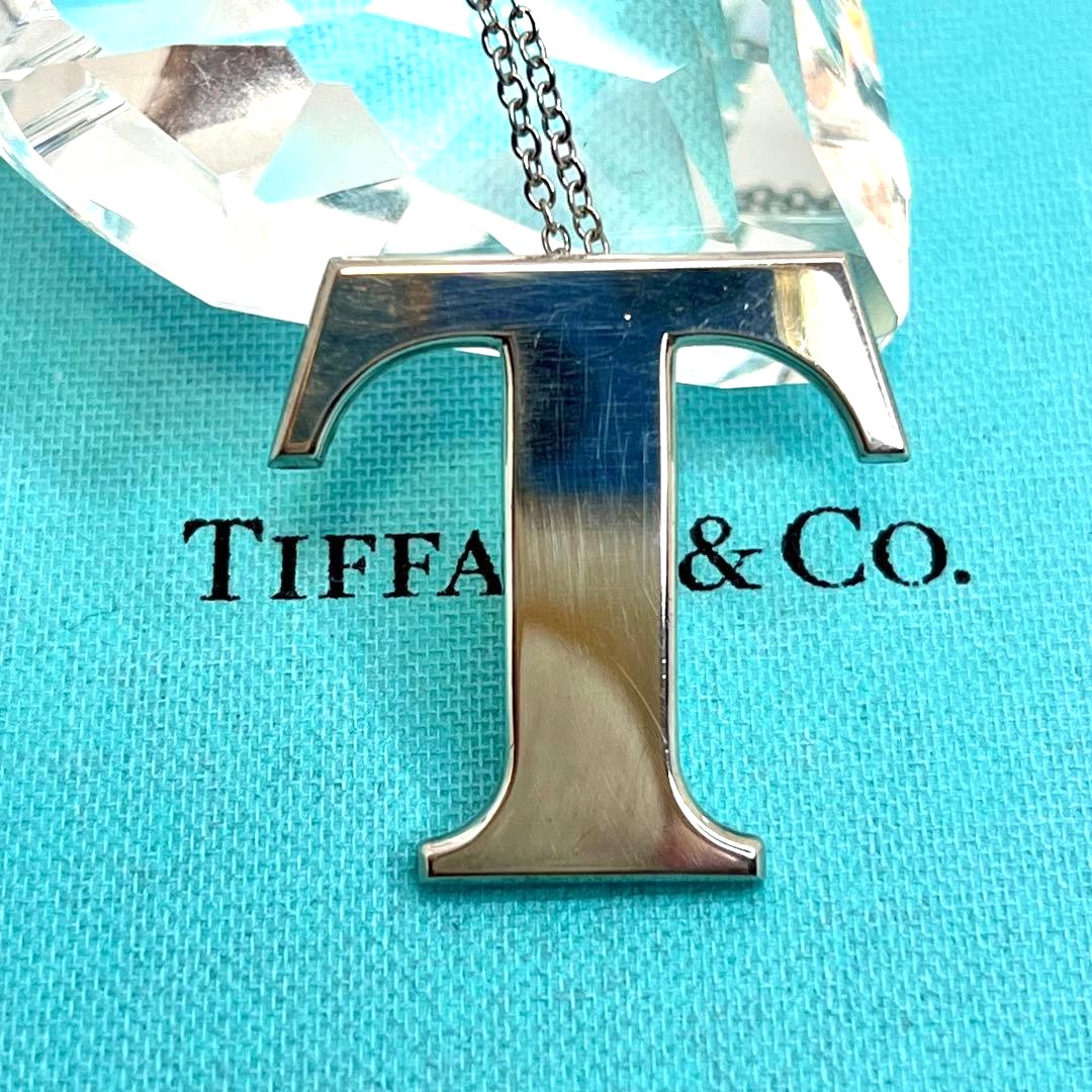 Tiffany & Co T Initial Letter Pendant Necklace Silver 925 Chain 20in Jewelry