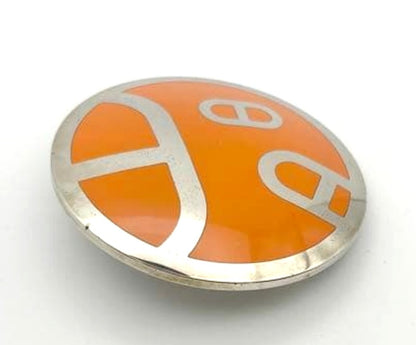 HERMES Scarf Ring Chaine d'Ancre Orange Silver Tone Metal 6cm 2.4in Vintage
