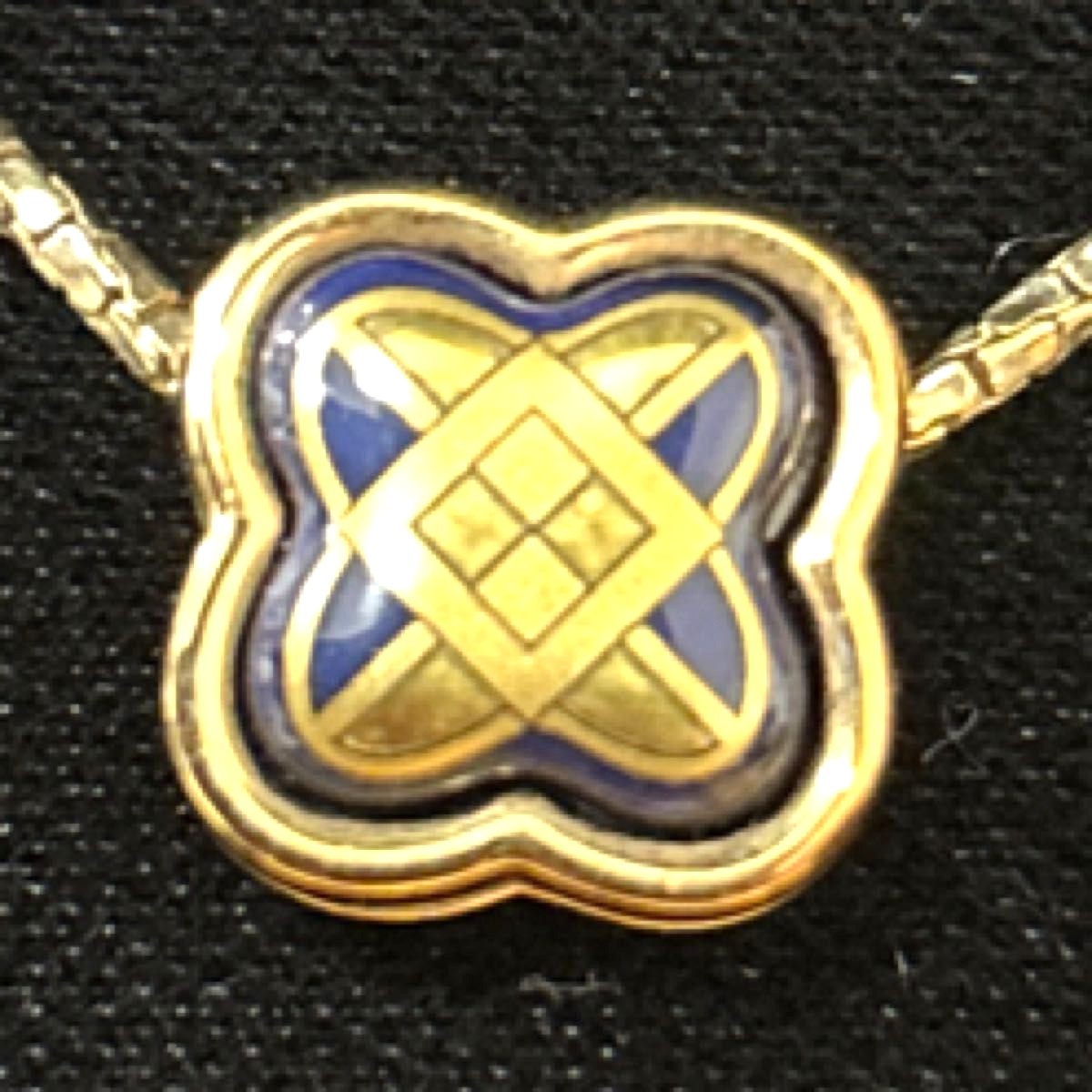 Michaela Frey Wien Clover Pendant Necklace Gold Blue Enamel Vienna FREYWILLE