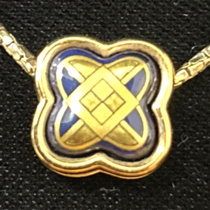 Michaela Frey Wien Clover Pendant Necklace Gold Blue Enamel Vienna FREYWILLE