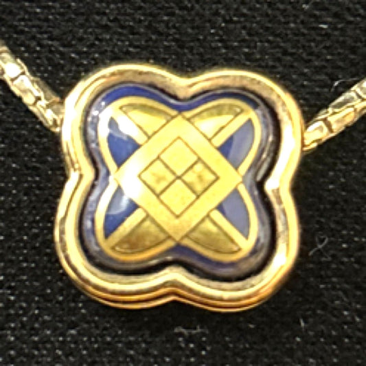Michaela Frey Wien Clover Pendant Necklace Gold Blue Enamel Vienna FREYWILLE