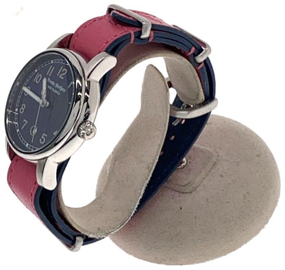 Brooks Brothers Red Fleece Quartz Watch Date Navy Dial Pink Leather Band VJ12