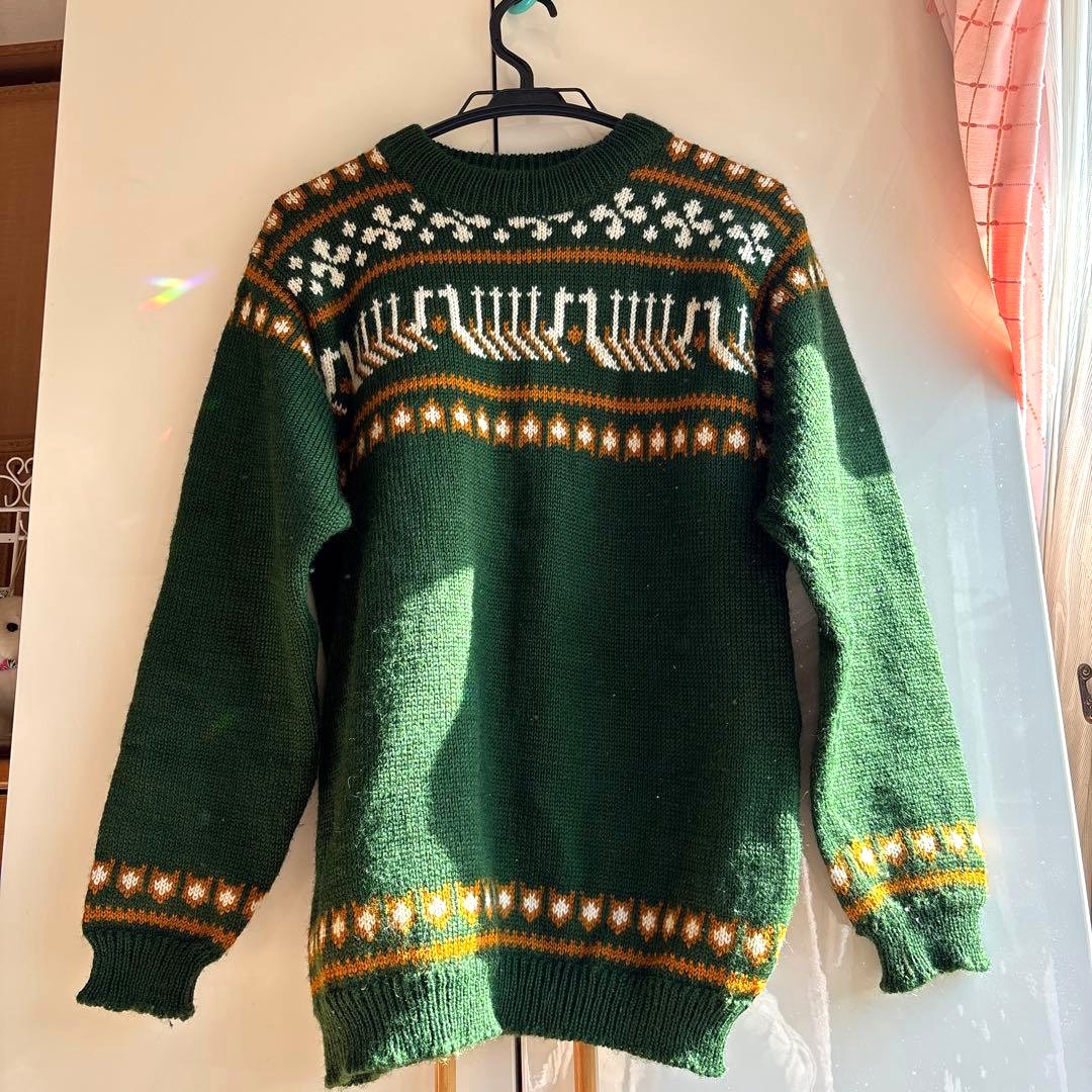 DALE of NORWAY Nordic Wool Sweater Men's M Green Crew Neck Knit Jumper Norway
