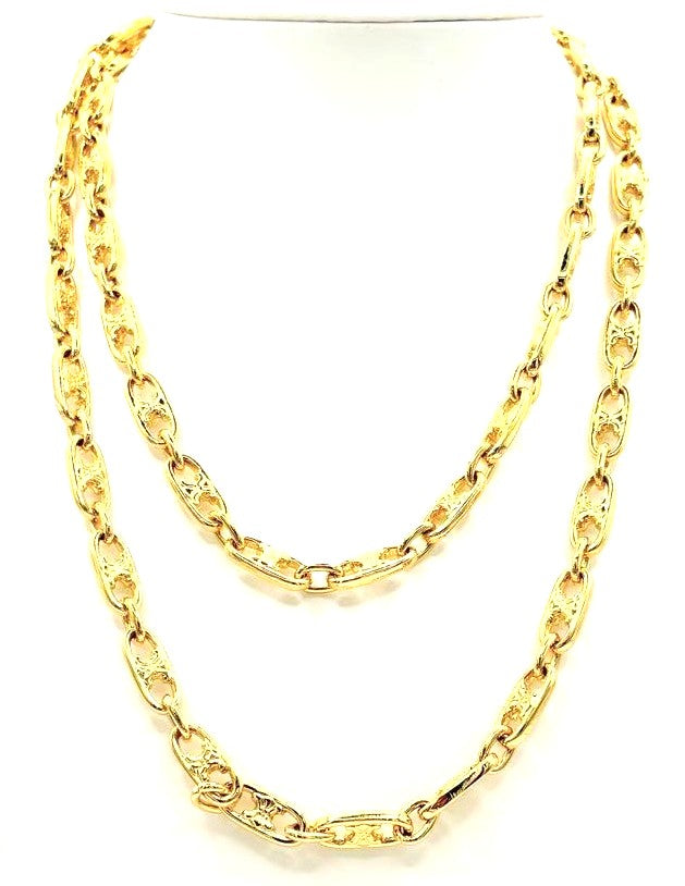 CELINE Triomphe Long Chain Necklace Gold Tone GP Vintage Authentic 83cm 32.7in