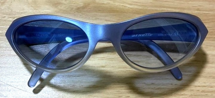 Arnette Falcon Sunglasses Oval Frame Blue Silver Blue Lens Made in Italy Used