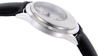 Dunhill Eccentric DQV210AL Quartz Watch Silver Dial SS Black Leather Swiss Used