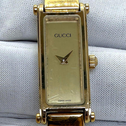Gucci 1500L Bangle Watch Gold Dial Swiss Made Quartz Ladies 16cm(6.3in)