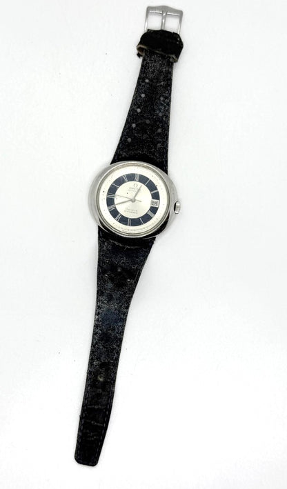 Omega Geneve Dynamic Automatic Watch Silver Blue Roman Dial Date Vintage Swiss