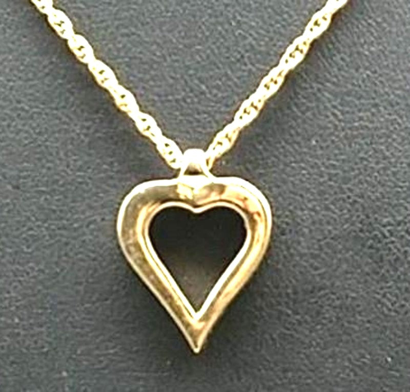 Christian Dior Open Heart Pendant Necklace Gold Tone Chain Authentic Vintage