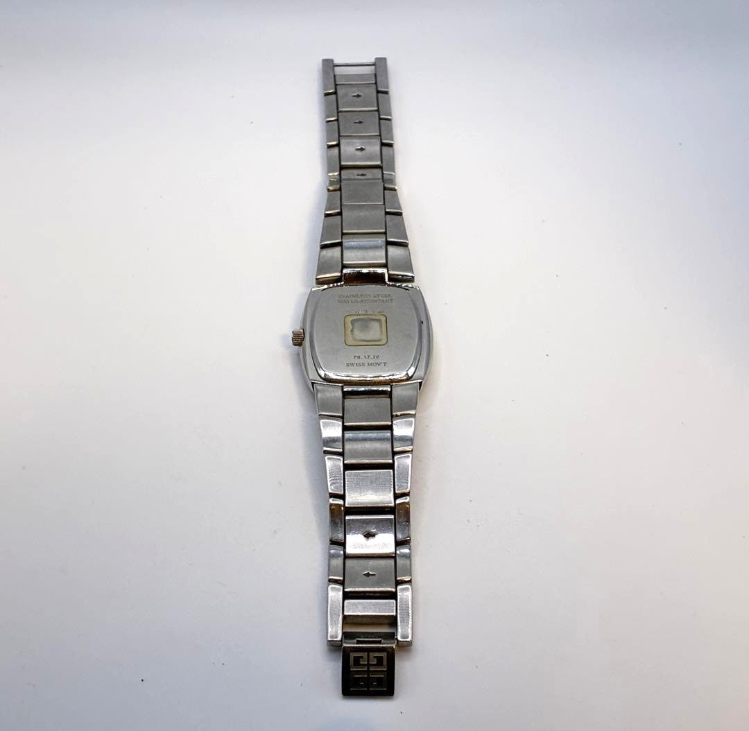 GIVENCHY Swiss Mvt Tonneau Wristwatch Silver Gold Two-Tone Stainless Steel Watch