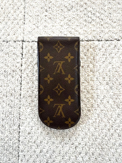 Louis Vuitton Etui Lunettes Glasses Case Monogram Brown Leather Made in France