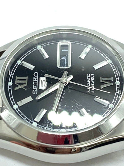 SEIKO 5 Automatic 21 Jewels 7S26-03S0 Watch Black Dial Steel Japan Men 36mm Used