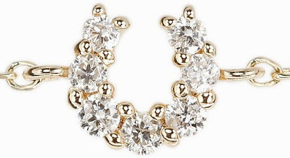 ete Diamond Horseshoe Bracelet K10 10K Yellow Gold Delicate Used Authentic Japan
