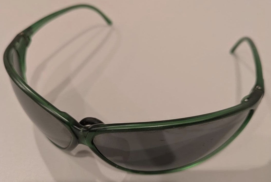 ARNETTE Threat Vintage 90s Sunglasses Green Frame Gray Lens Extra Yellow Lens