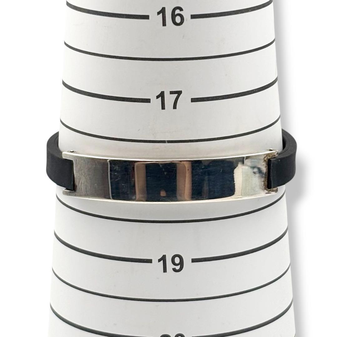 Gucci Rubber Sterling Silver 925 Plate ID Bracelet Bangle 18cm 7.1in