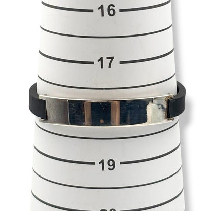 Gucci Rubber Sterling Silver 925 Plate ID Bracelet Bangle 18cm 7.1in