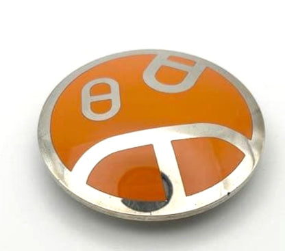 HERMES Scarf Ring Chaine d'Ancre Orange Silver Tone Metal 6cm 2.4in Vintage