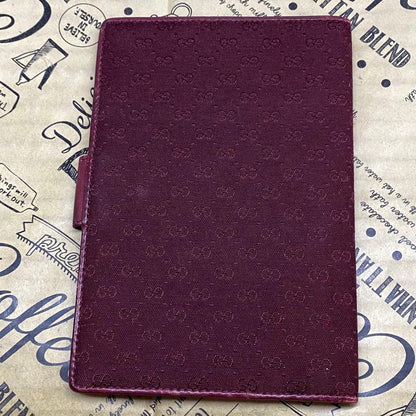 GUCCI Notebook Cover Vintage GG Canvas Business Planner Bordeaux Leather