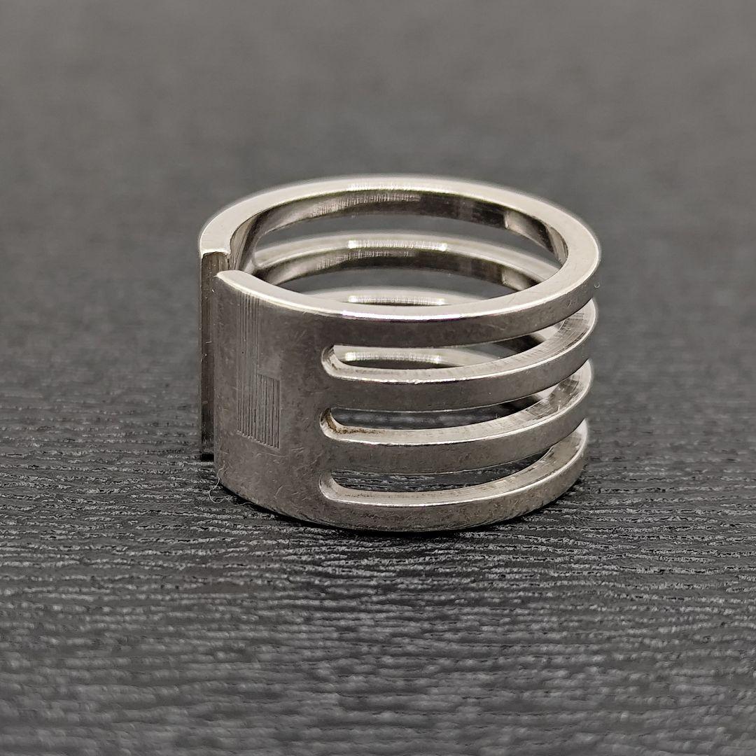 Gucci Silver 925 4 Band Stripe Cutout Ring Size 50 US 5.5