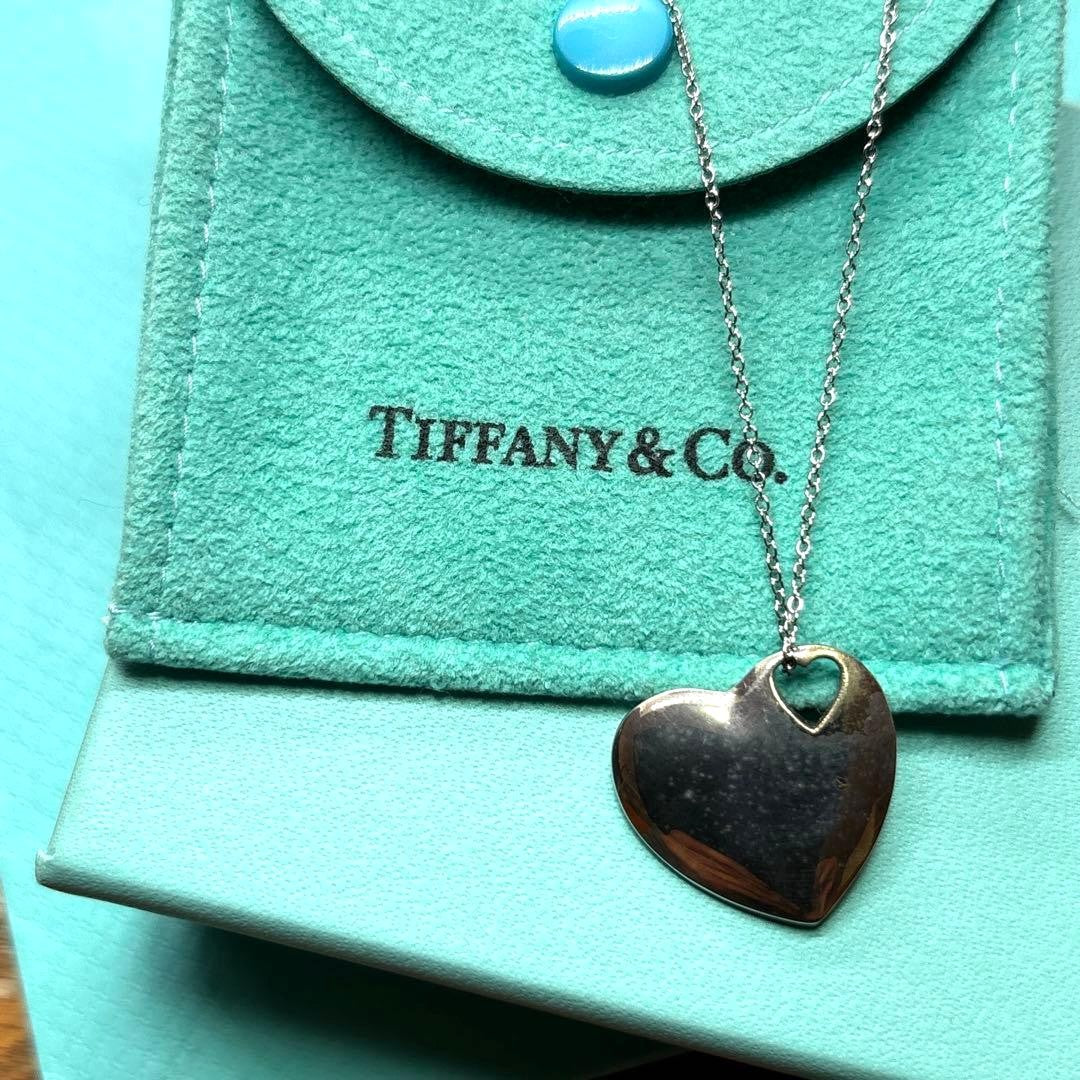 Tiffany & Co. Open Heart Pendant Necklace Sterling Silver 925 Chain 16mm