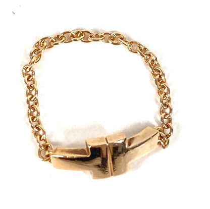 Tiffany & Co T TWO Chain Ring 18K Rose Gold US4.5 EU48 Authentic Pre-Owned