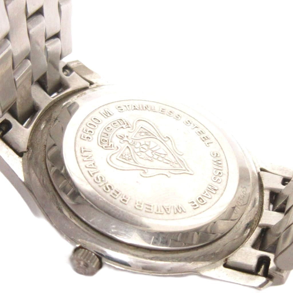 Gucci 5500M Quartz Analog Date Watch Silver Dial Stainless Steel Swiss Made Used