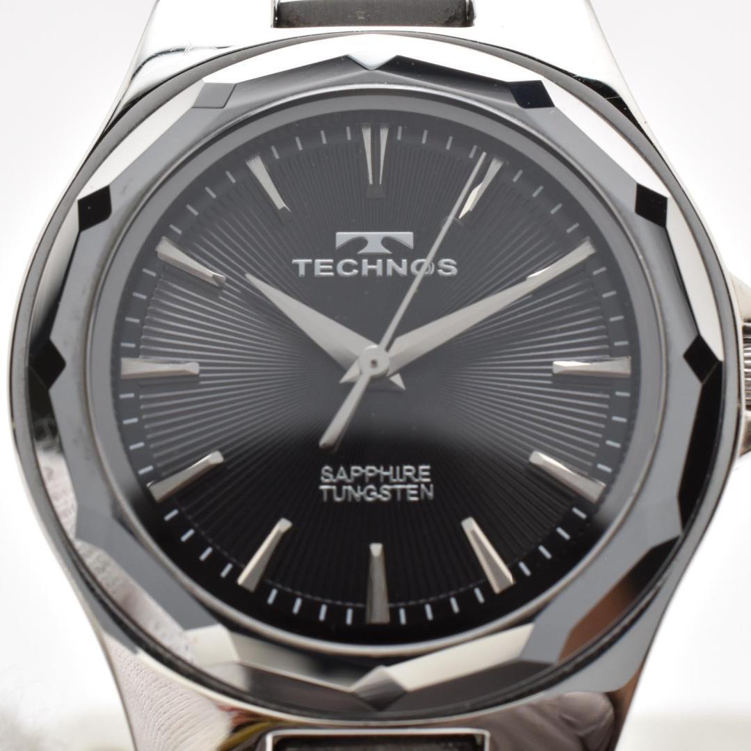 TECHNOS T9B86 Black Dial Sapphire Glass Tungsten Bezel Quarts Watch Men Working