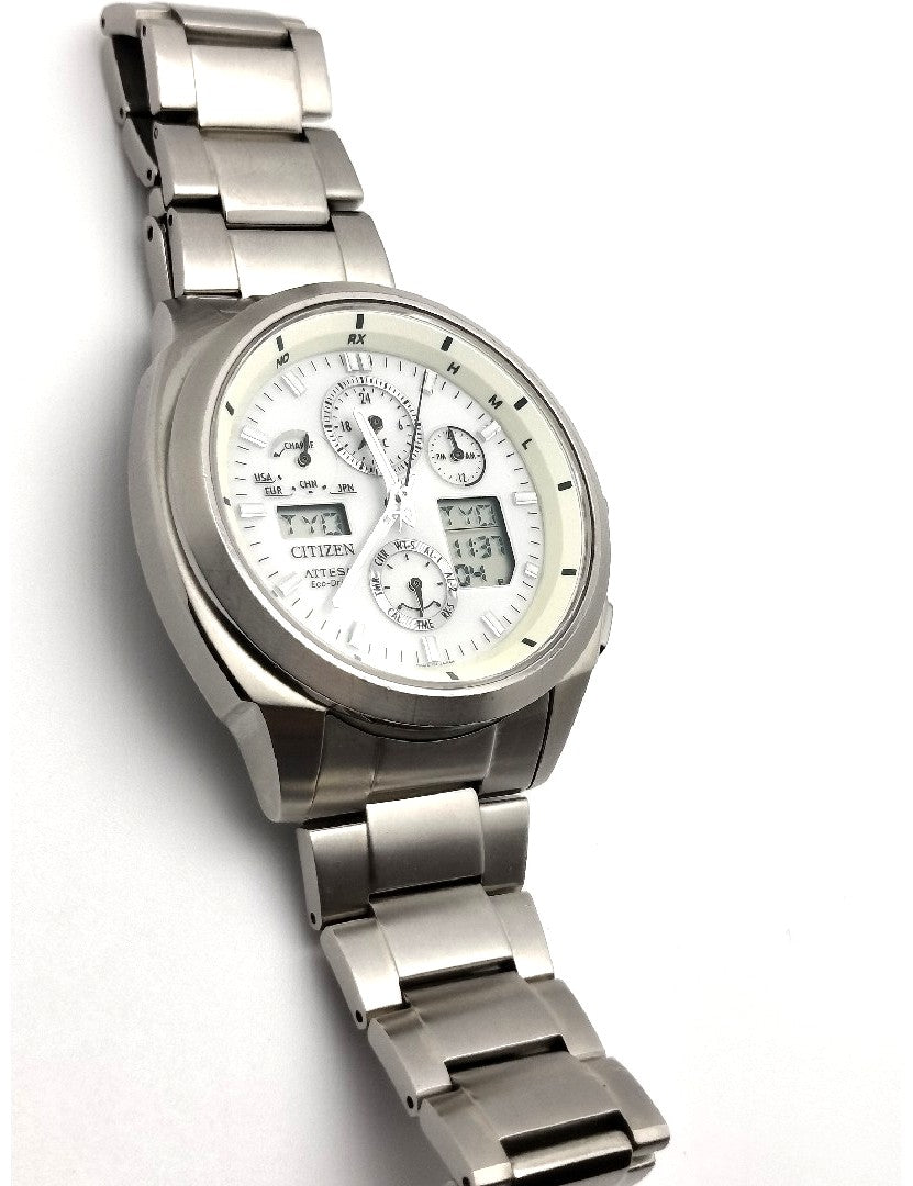 Citizen Attesa ATV53-3021 Eco-Drive Radio Solar Digi-Ana White Titanium Watch