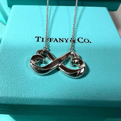 TIFFANY & CO Double Loving Heart Necklace Paloma Picasso Sterling Silver SV925