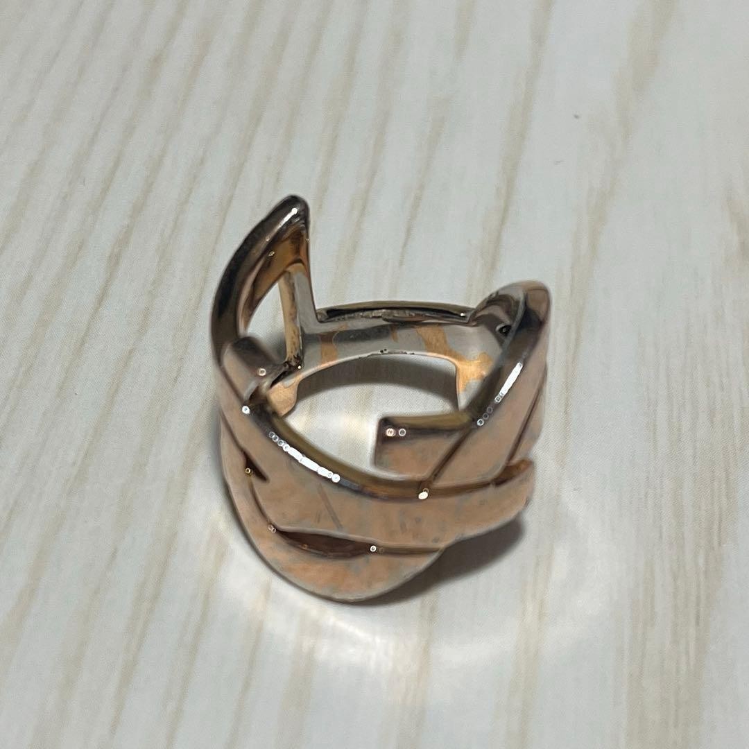 Saint Laurent Pink Gold Tone Metal Cassandra Ring Size 8 EU 57