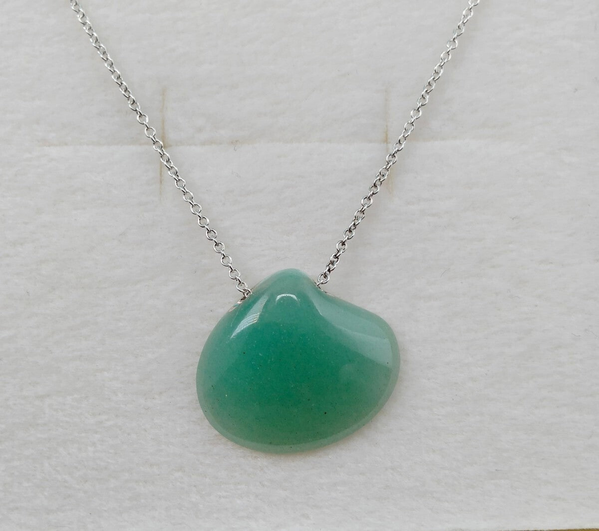 Tiffany & Co Jade Pendant Necklace Green Sterling Silver Chain 40cm(15.7") New