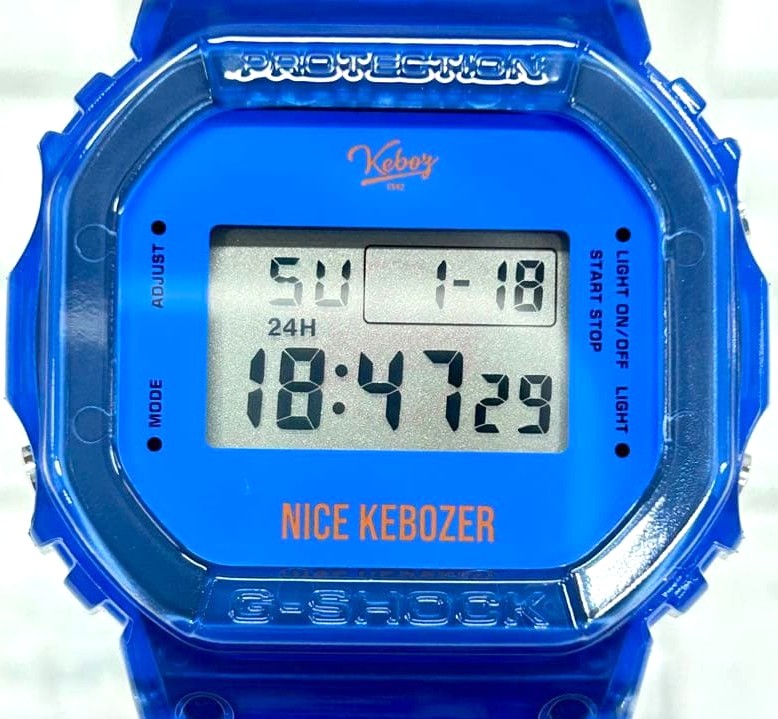 Casio G-SHOCK x KEBOZ DW-5600KEBOZ22-2JR Digital Watch Clear Blue Japan Mint