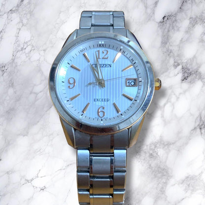 CITIZEN Exceed EBG74-5072 Eco-Drive Mens Watch White Dial Titanium Bracelet