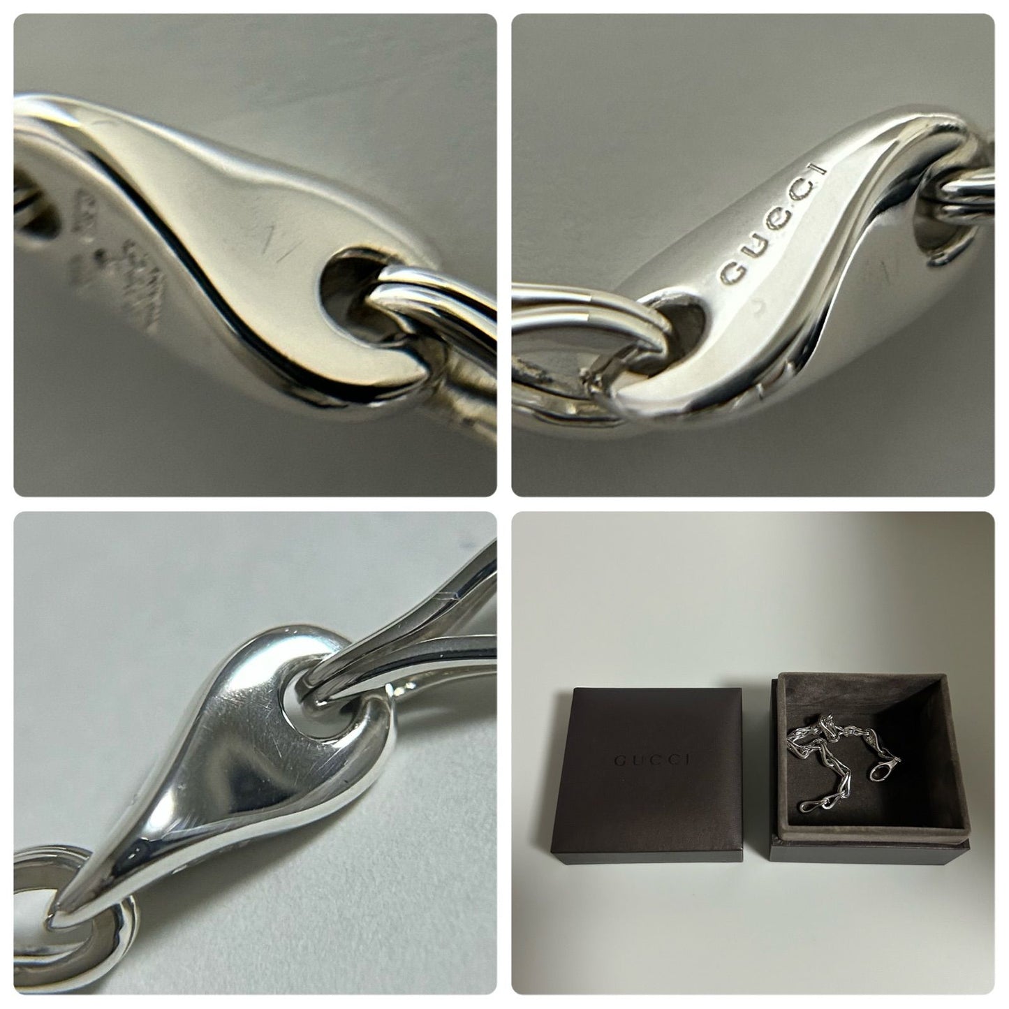 GUCCI Tom Ford Sterling Silver 925 Infinity Link Chain Bracelet Italy18cm VTG