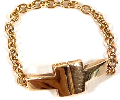 Tiffany & Co T TWO Chain Ring 18K Rose Gold US4.5 EU48 Authentic Pre-Owned