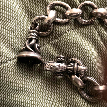 Leonard Kamhout Silver 925 Chain Link Bracelet Hammered Toggle Clasp 109g Used