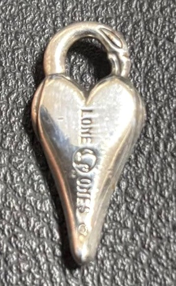 Lone Ones Swan Dive Heart Lock Pendant Charm Silver Used Excellent Authentic