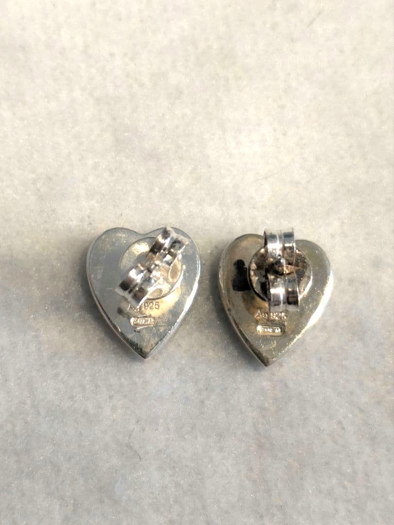 GUCCI Heart Stud Earrings Silver 925 Pair Authentic Used Italy