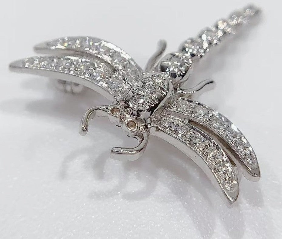 Tiffany & Co Enchant Dragonfly Brooch Diamond Platinum PT950 21.5mm Authentic