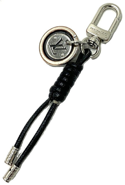 Louis Vuitton M67224 Damier Graphite Key Holder Rope Keychain Silver Italy Used