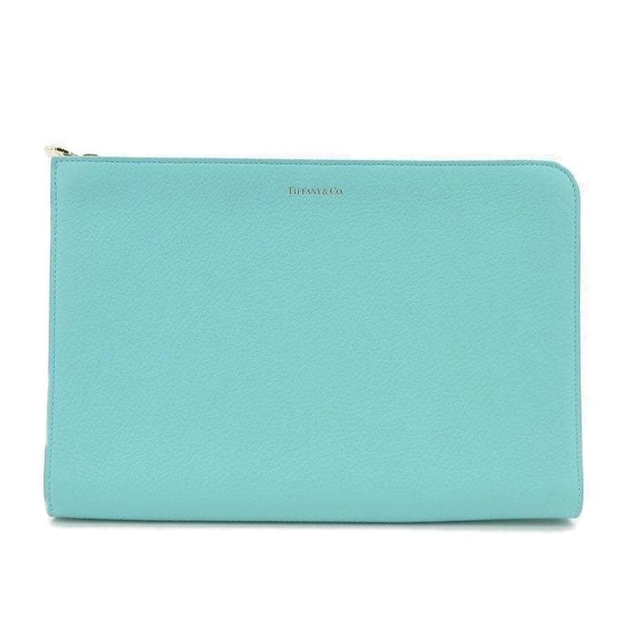 Excellent Tiffany & Co Tiffany Blue Leather Clutch Handfbag Women