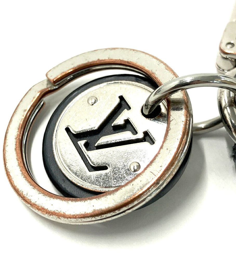 Louis Vuitton M67224 Damier Graphite Key Holder Rope Keychain Silver Italy Used