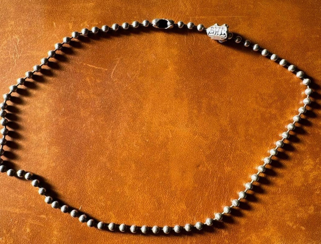 Bill Wall Leather BWL Ball Chain Necklace Silver 43cm 16.9in Skull Clasp Used