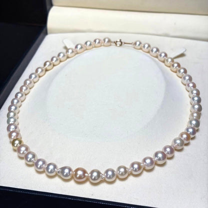 Akoya Pearl Necklace Baroque 7.0-7.5mm White Pink K14 Gold Clasp 41cm 16.1in